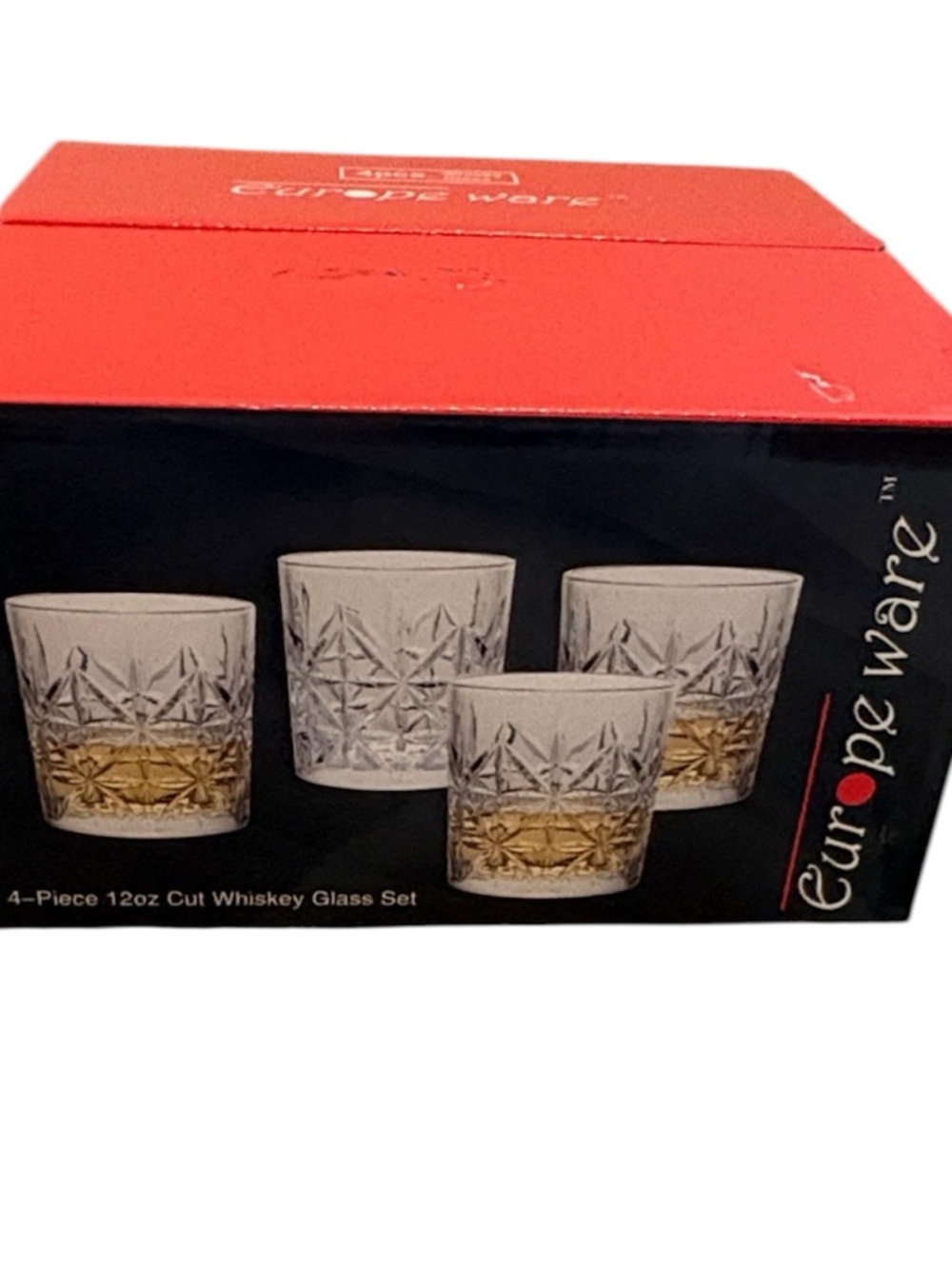 Whiskey Glass Set - NEW in box!! Clear glass 12 oz - 4 piece set 🥃
